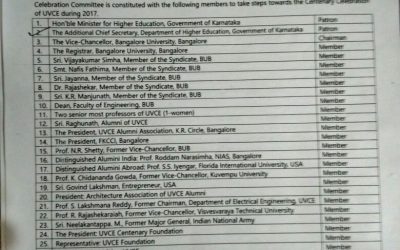 UVCE Centenary Committee approved
